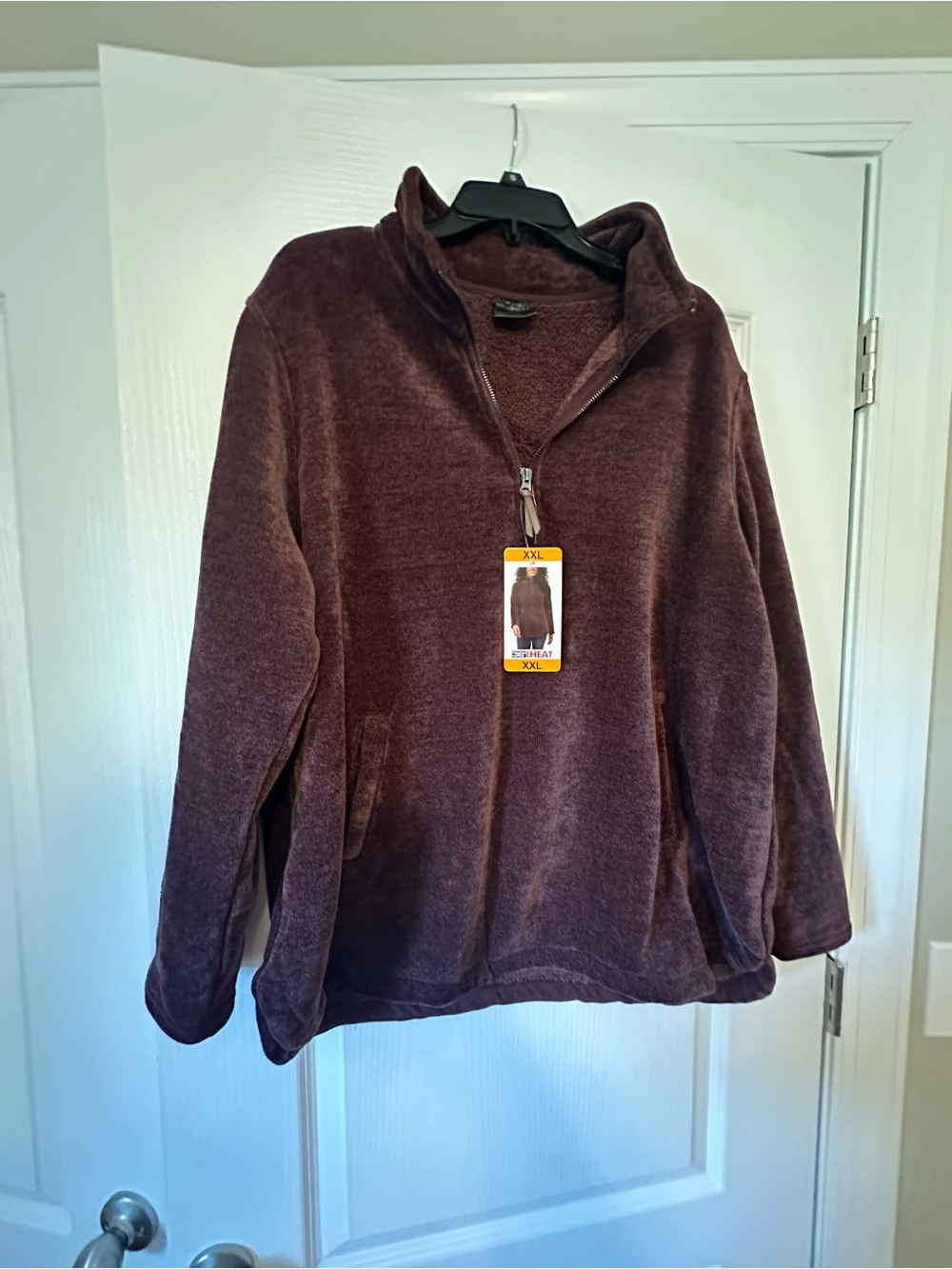32 Degrees Plush Half-Zip Pullover Jacket - Deep Brown